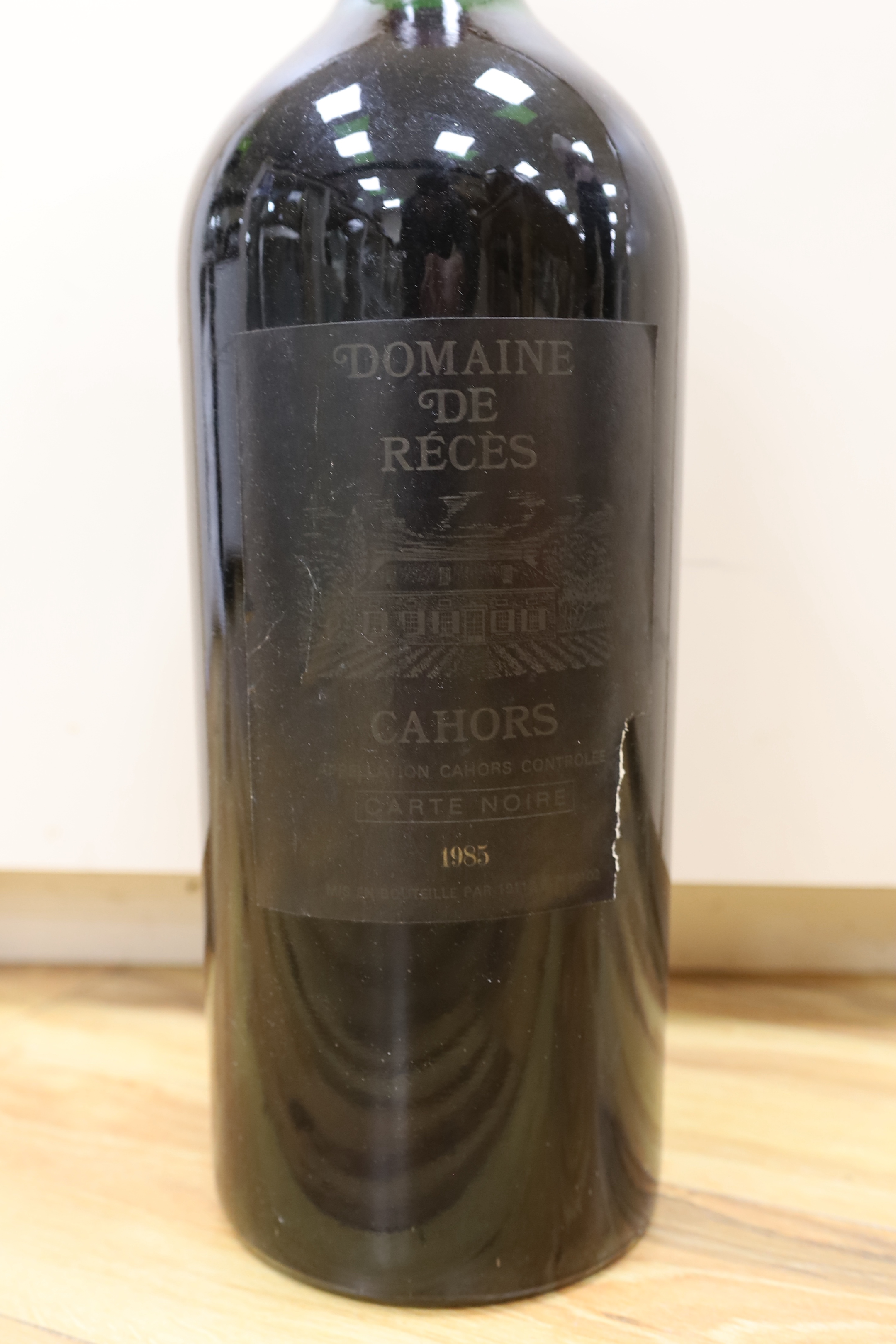 A cased six litre bottle of 1989 Cahors, Demaine de Reces, wine